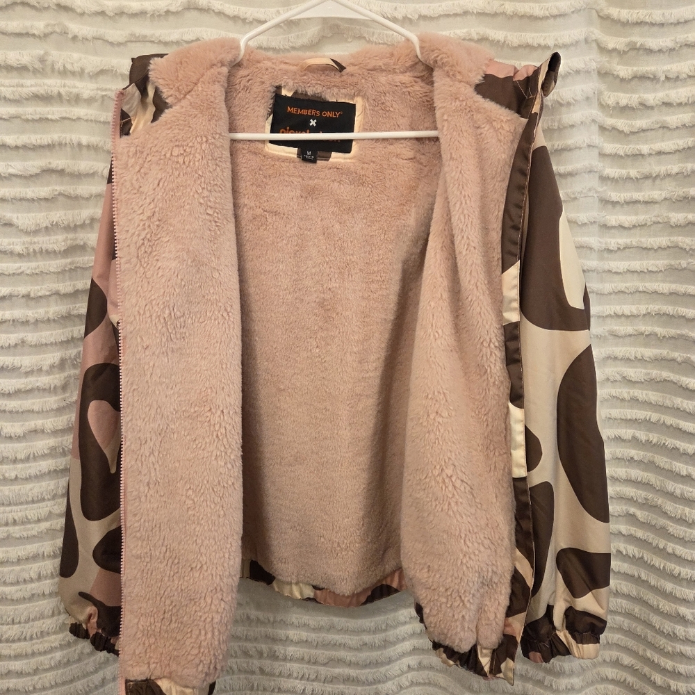 Members Only x‎ Nickelodeon Rugrats Sherpa Lined Pink Brown Jacket Puffer Sz Med - Picture 3 of 11